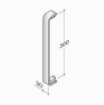 Pull handle in stainless steel AISI 316L with flat profile