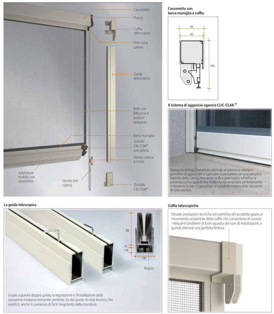 Giudy Bettio mosquito net vertical chain characteristics