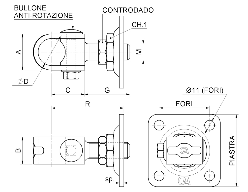 Adjustable Strap Hinge with Plate for Swing Gate