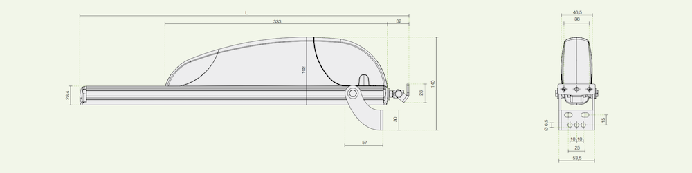 Airwin A45 Comunello rack actuator dimensions