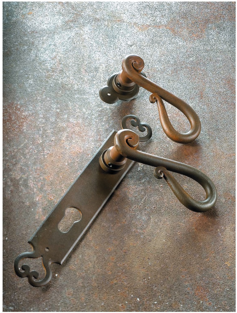 Roma Galbusera - Wrought Iron Door Handle on Plate - Made in Italy