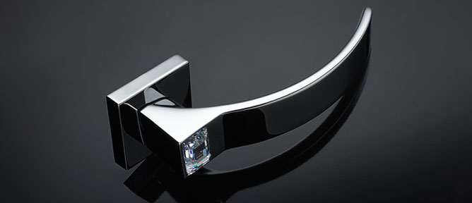 Elios Crystal Polished Chrome Door Handle on Rosette Linea Calì Crystal