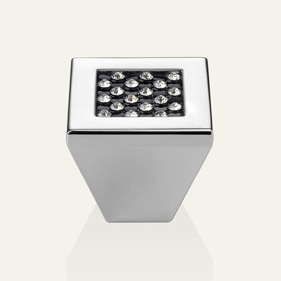 Cabinet knob Linea Calì Mesh Crystal PB with black crystal Swarowski® polished chrome