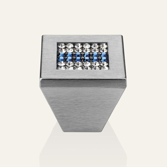 Cabinet knob Linea Calì Mesh Crystal Blue PB with blue crystal Swarowski® satin chrome