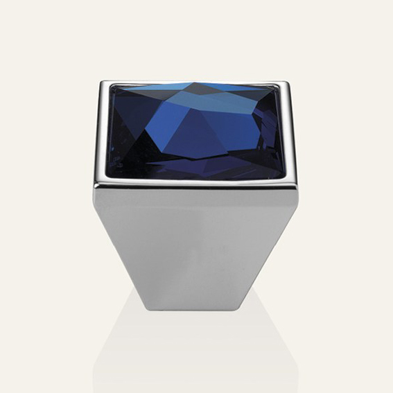 Cabinet knob Linea Calì Pop-Art PB with blue crystals Swarowski® satin chrome