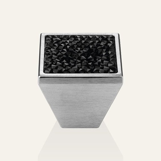 Cabinet knob Linea Calì Rocks PB with crystal black jet Swarowski® satin chrome