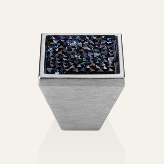 Cabinet knob Linea Calì Rocks PB with blue crystals Swarowski® satin chrome