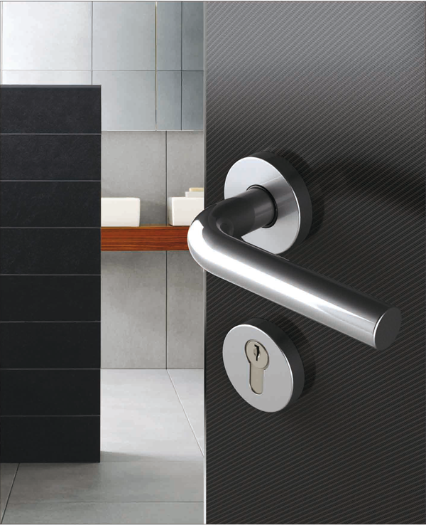 Pair of Tropex Oslo Handles in Rosette Satin Stainless Steel Coppia Maniglie Tropex Oslo in Acciaio Inox Satinato Rosetta