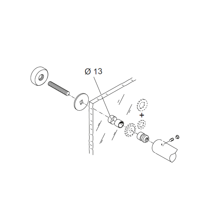 Through Fixing Kit pba 01 for Single Pull Handles for Glass Doors