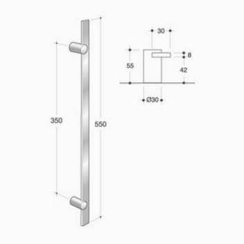 200.IT.021 pba Pull handle in stainless steel 316L