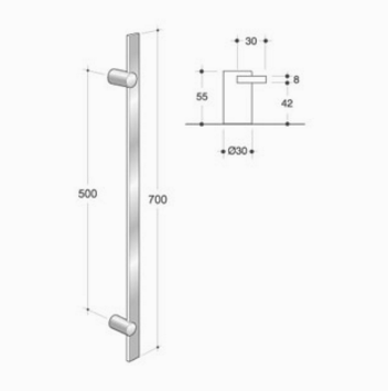 200.IT.021 pba Pull handle in stainless steel 316L