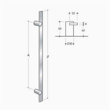 200.IT.021 pba Pull handle in stainless steel 316L