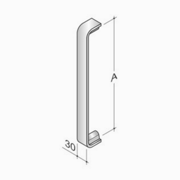 Pull handle in stainless steel AISI 316L with flat profile