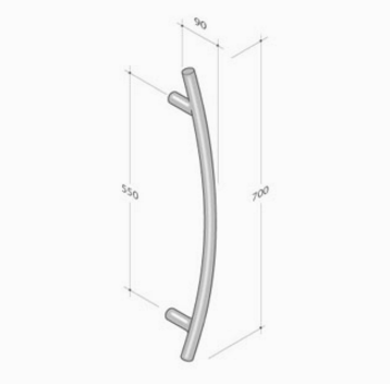 200.152 pba Pull Handle in Stainless Steel AISI 316L