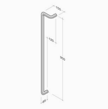 254 pba Pull Handle in Stainless Steel AISI 316L