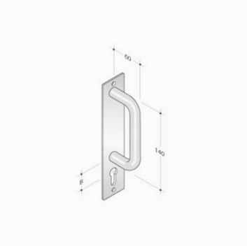 pba 2211 Fixed Pull Handle on Rectangular Plate in Stainless Steel