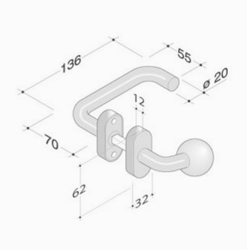 pba Knob-Handle in Stainless Steel AISI 316L