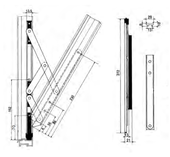 Opening Limiter Arm for Windows pba P70-CF13