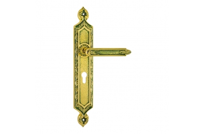 1010/1030 Amethyst Emerald Class Door Handle on Plate Frosio Bortolo Made in Italy of Islamic Architecture