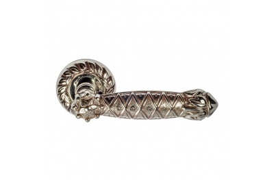 1095-7 Cryslal Class Door Handle on Rose Frosio Bortolo With Woman Braid Shape