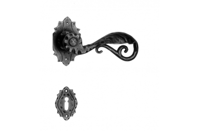15 Galbusera Door Handle with Rosette and Escutcheon Plate Artistic Wrought Iron