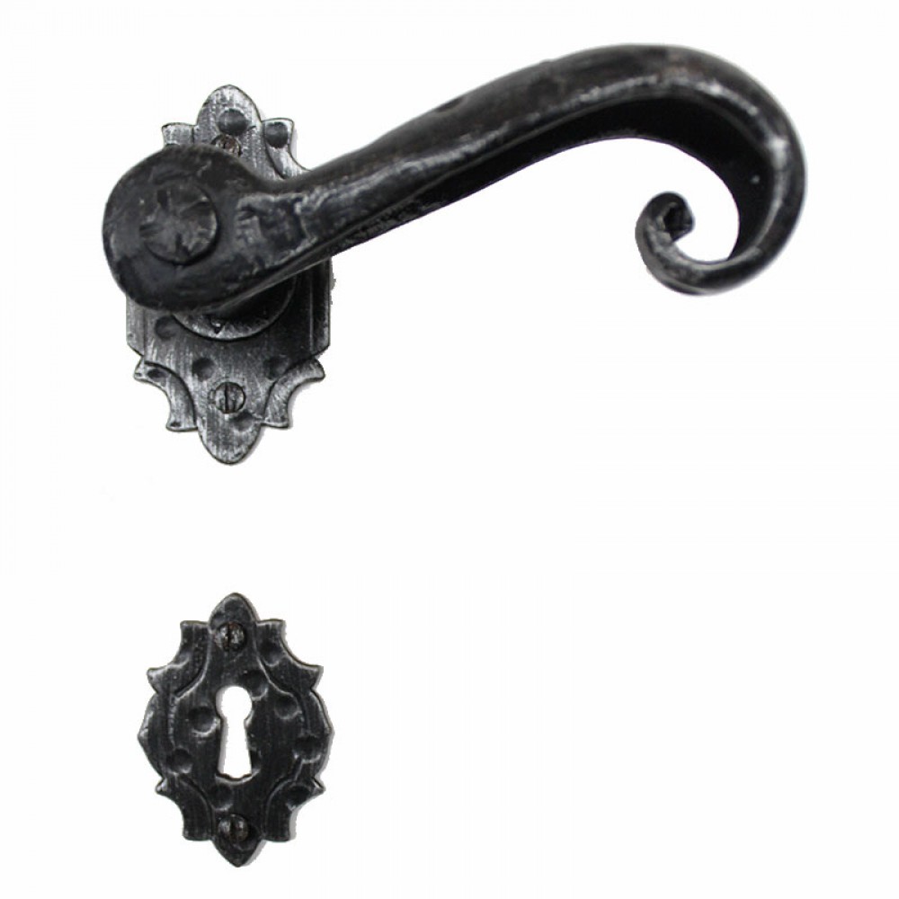 2001 Artistic Wrought Iron Door Handle on Plate Lorenz Ferart