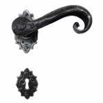 2001 Artistic Wrought Iron Door Handle on Plate Lorenz Ferart