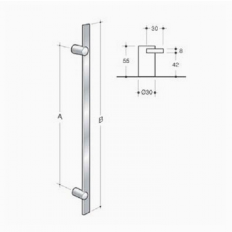 200.IT.021 pba Pull handle in stainless steel 316L