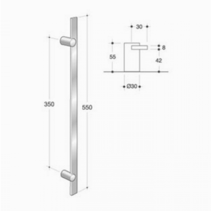 200.IT.021 pba Pull handle in stainless steel 316L