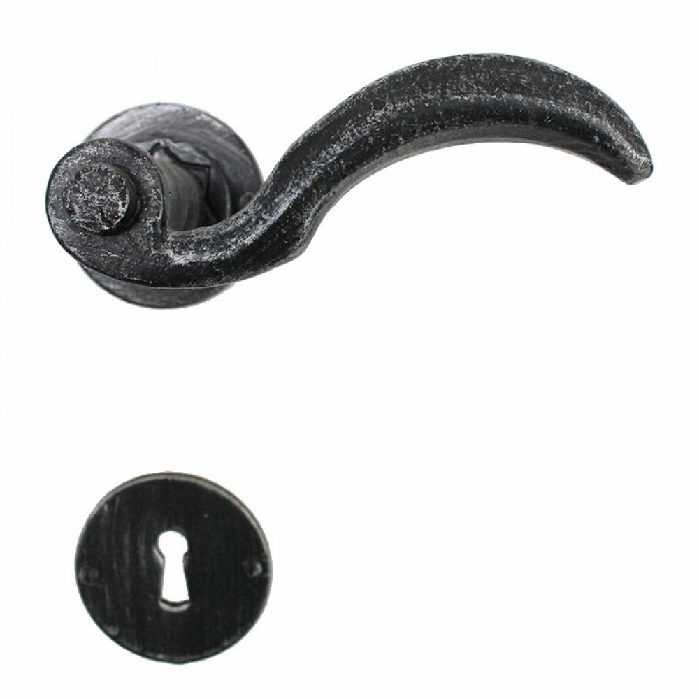 2015 Medieval Wrought Iron Door Lever Handle on Rose Lorenz Ferart