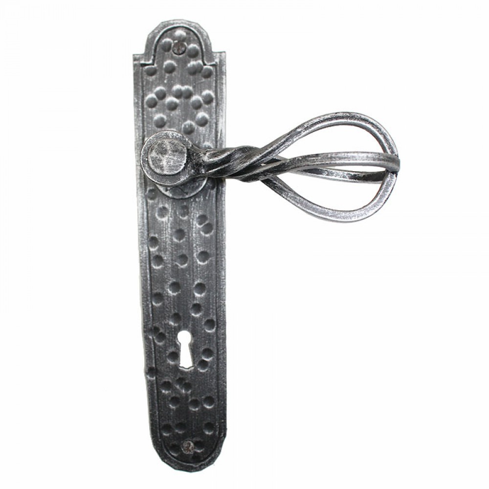 2017 Round Wrought Iron Door Handle on Plate Lorenz Ferart