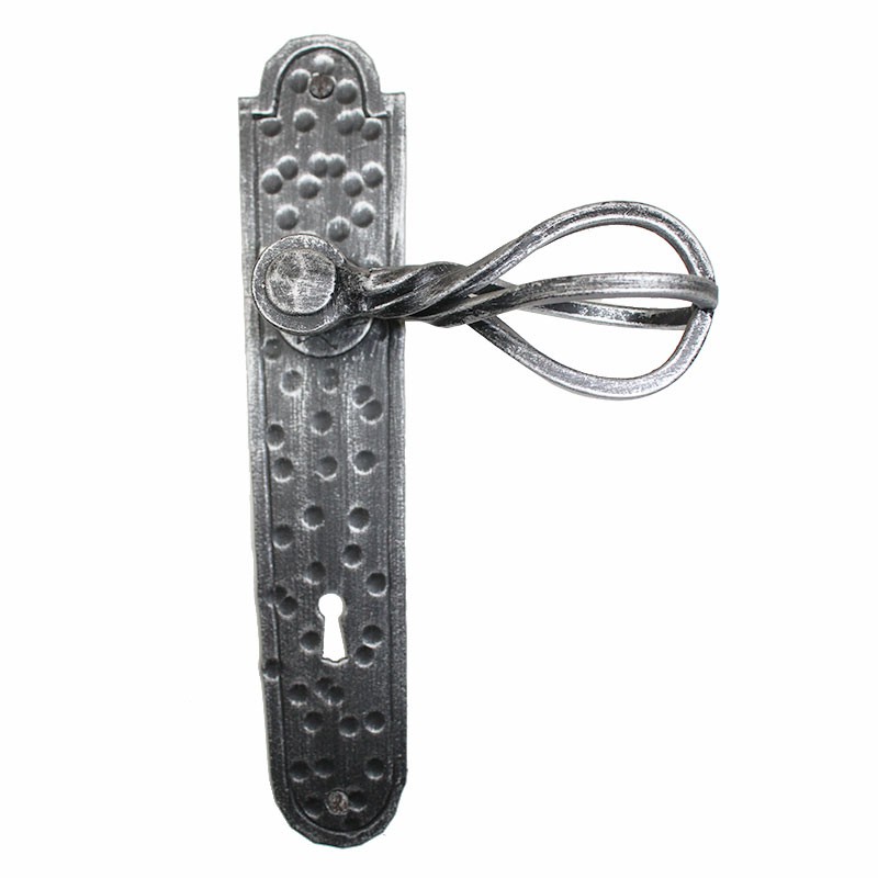 2017 Round Wrought Iron Door Handle on Plate Lorenz Ferart