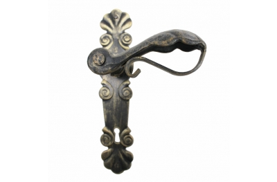 2034 Elegant Wrought Iron Door Handle on Plate Lorenz Ferart