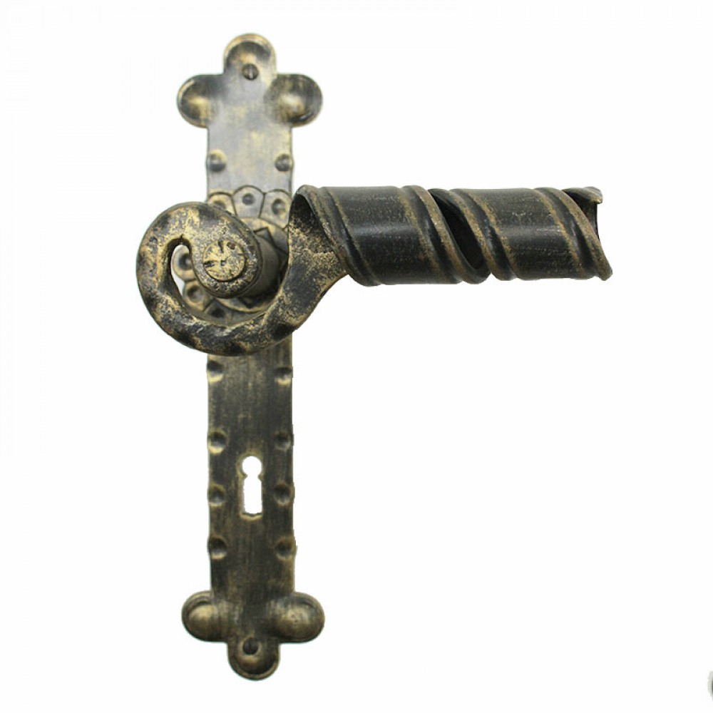 2041 Noble Wrought Iron Door Handle on Plate Lorenz Ferart