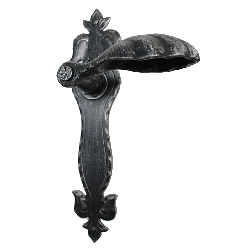 2042 Victorian Style Wrought Iron Door Handle on Plate Lorenz Ferart