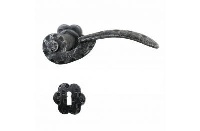 2045 Flower Shape Wrought Iron Door Lever Handle on Rose Lorenz Ferart