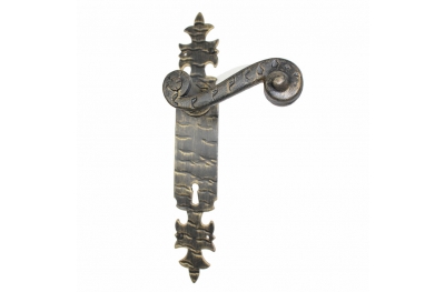 2046 Curled Wrought Iron Door Handle on Plate Lorenz Ferart