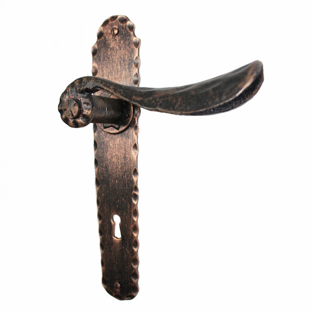 2054 Fluted Wrought Iron Door Handle on Plate Lorenz Ferart