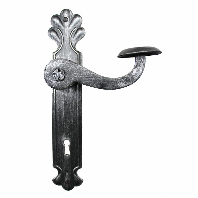 2062 Modern Wrought Iron Door Handle on Plate Lorenz Ferart