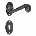2065 Oval Wrought Iron Door Lever Handle on Rose Lorenz Ferart