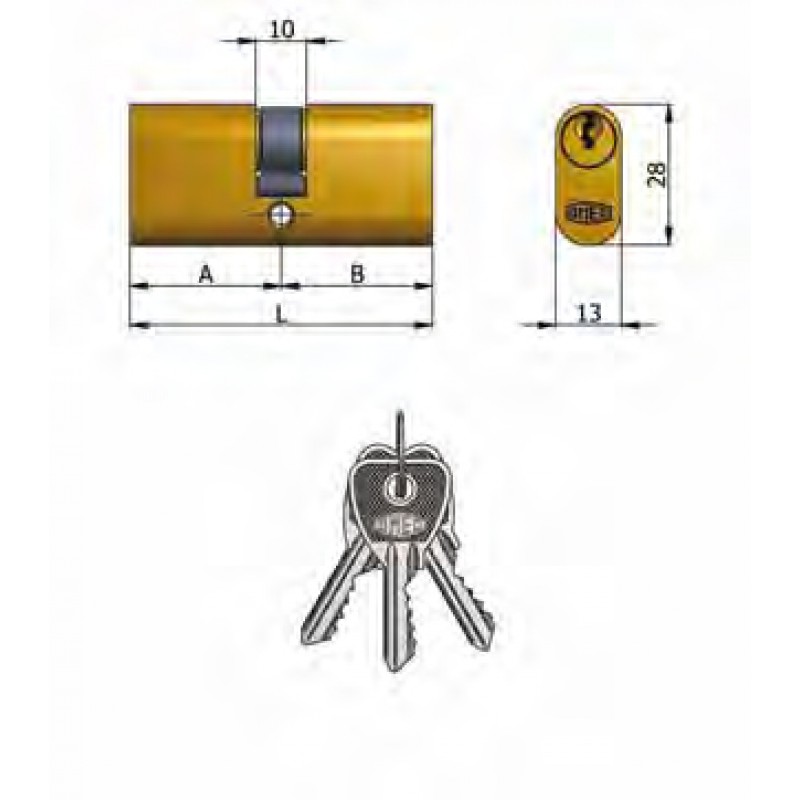 Art.140 / 05 Omec; Double Cylinder Brass Oval (5 Pins)