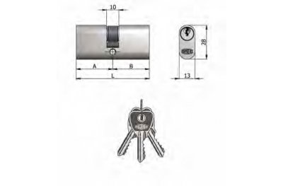 Art.140 / 05 H Omec; Double Cylinder Brass Nickel Oval (5 Pins)