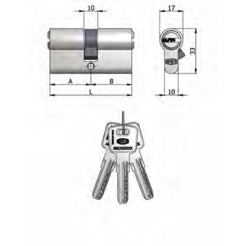 Art.2120 / 04 H Omec; Double Cylinder Shaped Brass Nickel (6 pins)