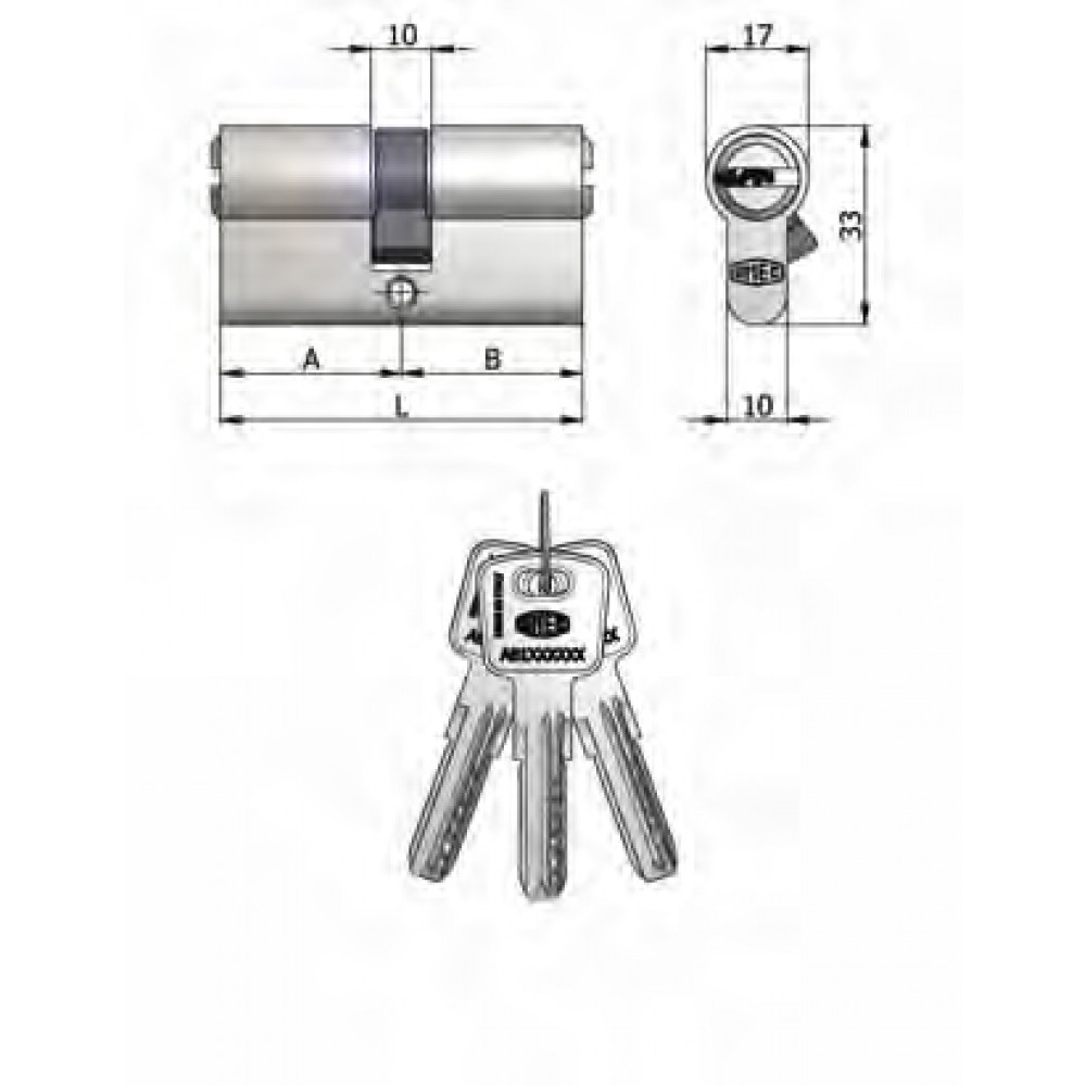 Art.2120 / 11 H Omec; Double Cylinder Shaped Brass Nickel (6 pins)