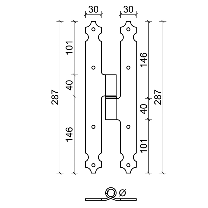 31bis CiFALL T Hinge For Third Casement Shaped Right/Left Kind For Shutters