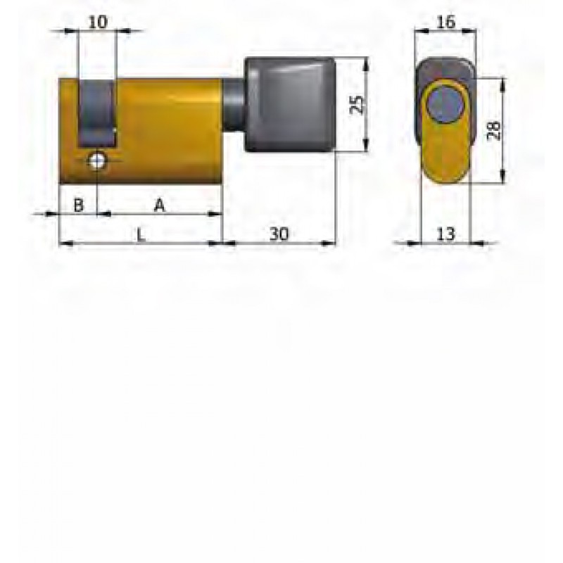 Art.144 / 05 Omec; Half cylinder with knob Brass Oval