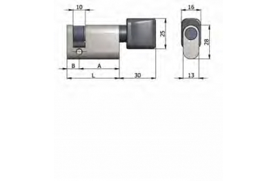 Art.144 / 04 H Omec; Nickel-plated half cylinder with knob Brass Oval