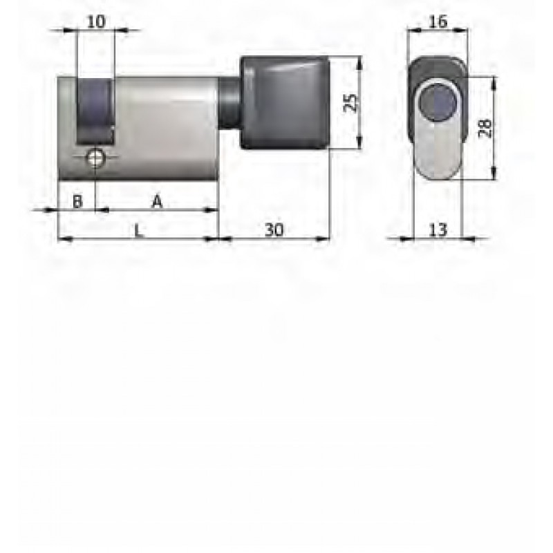 Art.144 / 07 H Omec; Nickel-plated half cylinder with knob Brass Oval