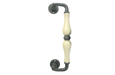 5-50 Curved Galbusera Pull Handles Porcelain and Wrought Iron