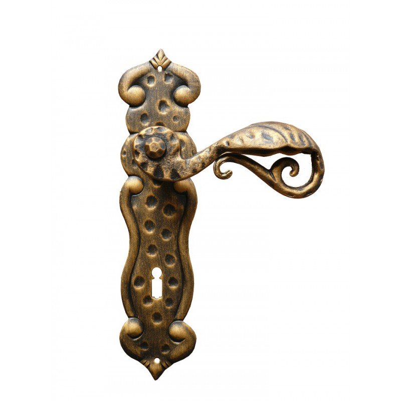 507 Galbusera Door Handle with Plate Artistic Wrought Iron